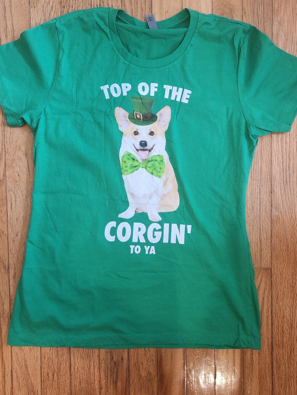 St.Patty's Day Corgi Green Tshirt Medium